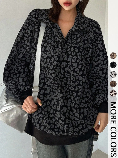 Leopard Half-Zip Pullover
